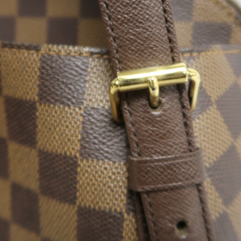 LOUIS VUITTON Damier Ebene Belem Handbag Brown Checkerboard Canvas Leather Shoulder Strap Gold Hardware Spacious Classic Daily Work Bag