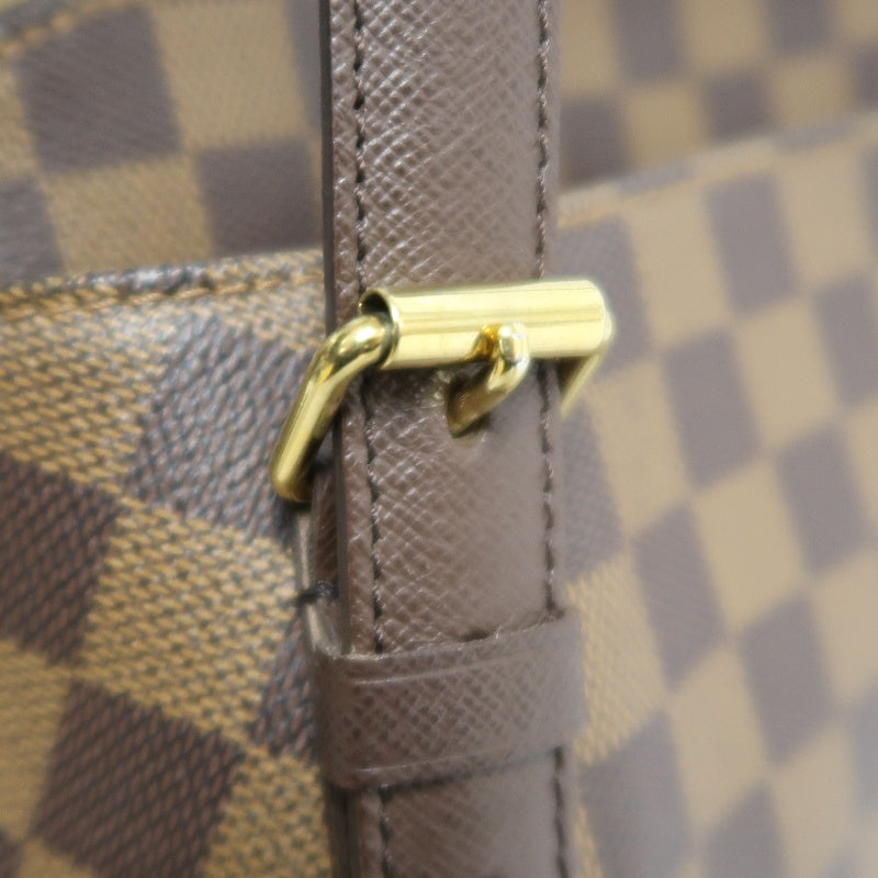 LOUIS VUITTON Damier Ebene Belem Handbag Brown Checkerboard Canvas Leather Shoulder Strap Gold Hardware Spacious Classic Daily Work Bag