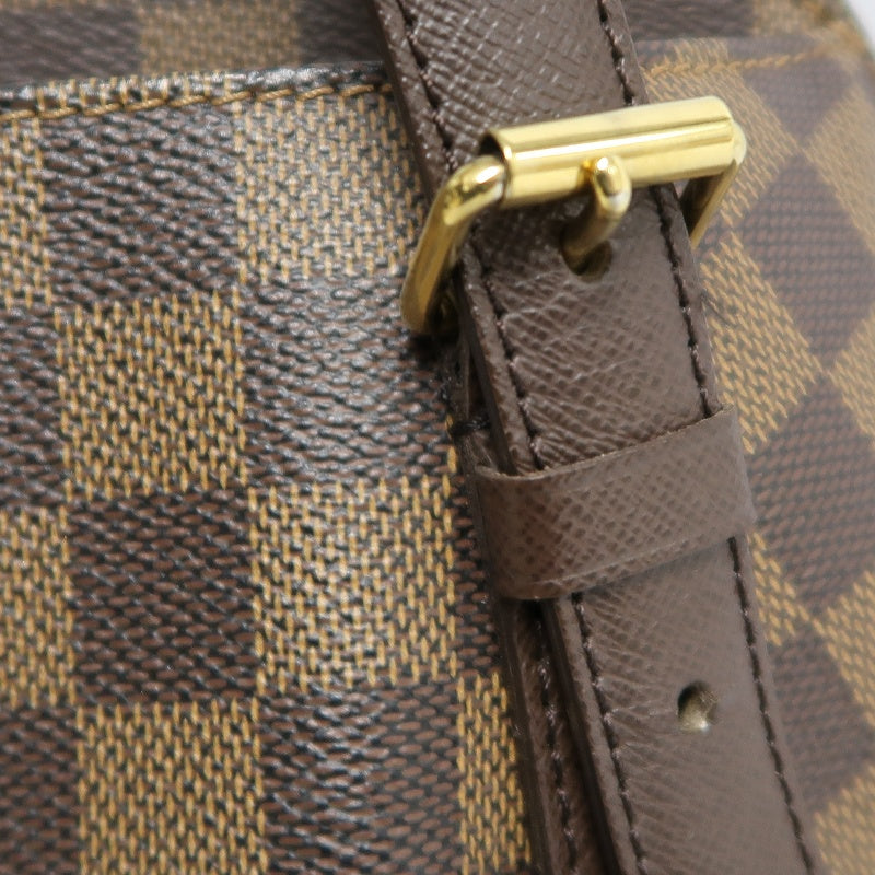 LOUIS VUITTON Damier Ebene Belem Handbag Brown Checkerboard Canvas Leather Shoulder Strap Gold Hardware Spacious Classic Daily Work Bag