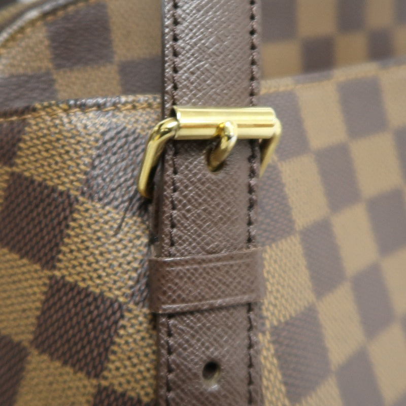 LOUIS VUITTON Damier Ebene Belem Handbag Brown Checkerboard Canvas Leather Shoulder Strap Gold Hardware Spacious Classic Daily Work Bag