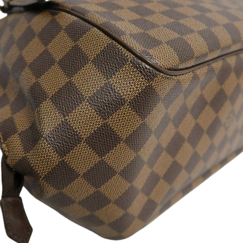 LOUIS VUITTON Damier Ebene Belem Handbag Brown Checkerboard Canvas Leather Shoulder Strap Gold Hardware Spacious Classic Daily Work Bag