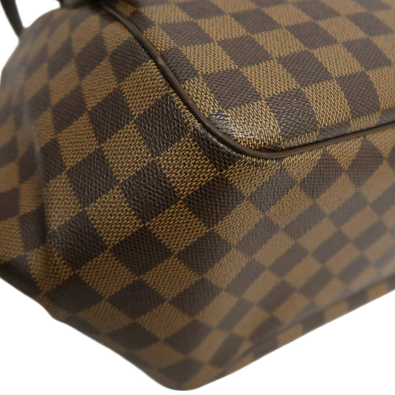 LOUIS VUITTON Damier Ebene Belem Handbag Brown Checkerboard Canvas Leather Shoulder Strap Gold Hardware Spacious Classic Daily Work Bag