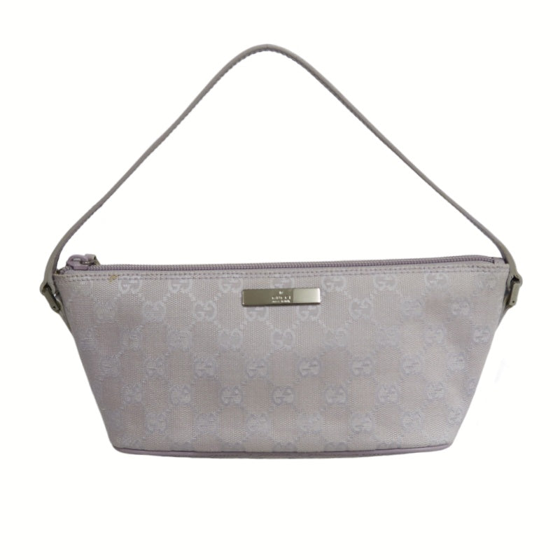 GUCCI GG Supreme Canvas Mini Shoulder Bag Lavender Purple Leather Trim Silver Hardware