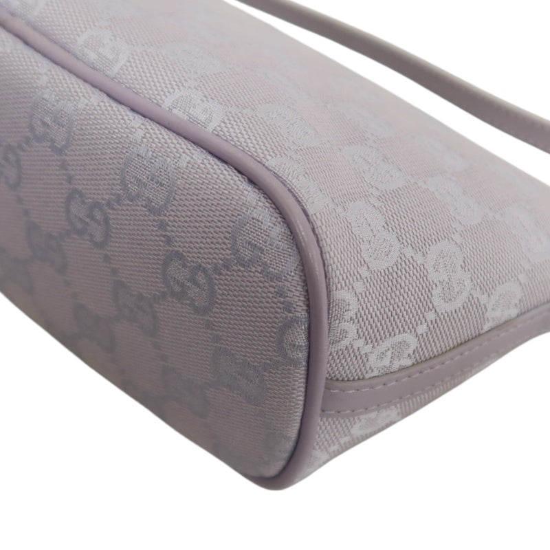 GUCCI GG Supreme Canvas Mini Shoulder Bag Lavender Purple Leather Trim Silver Hardware