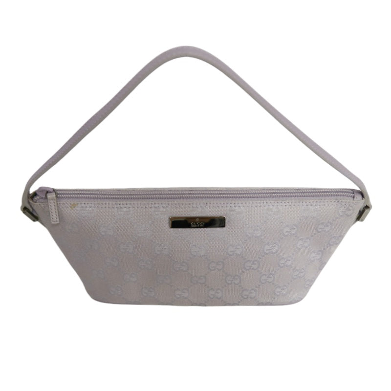 GUCCI GG Supreme Canvas Mini Shoulder Bag Lavender Purple Leather Trim Silver Hardware