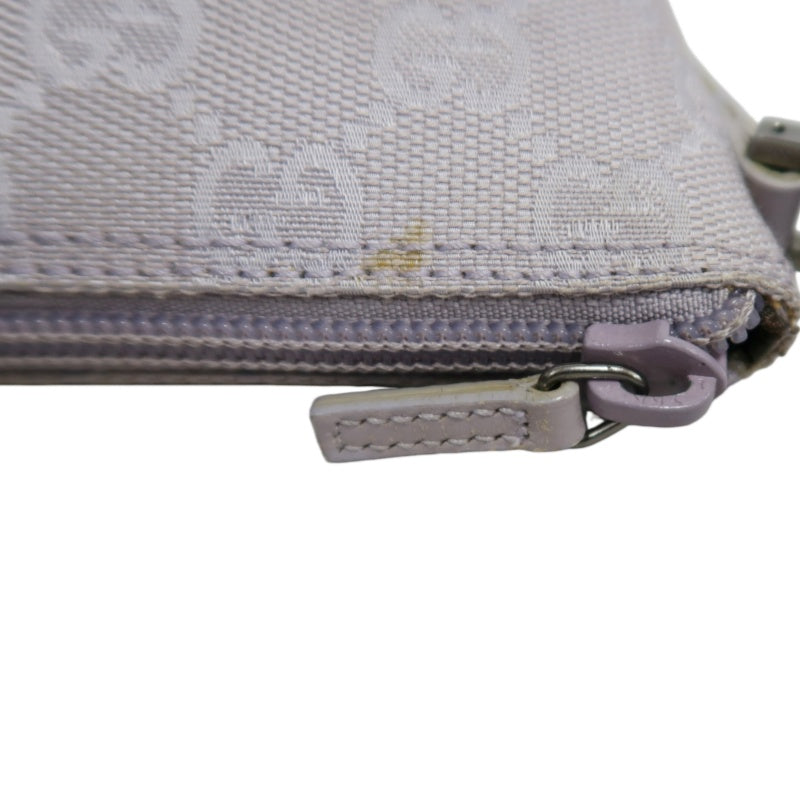 GUCCI GG Supreme Canvas Mini Shoulder Bag Lavender Purple Leather Trim Silver Hardware