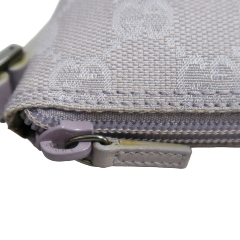 GUCCI GG Supreme Canvas Mini Shoulder Bag Lavender Purple Leather Trim Silver Hardware
