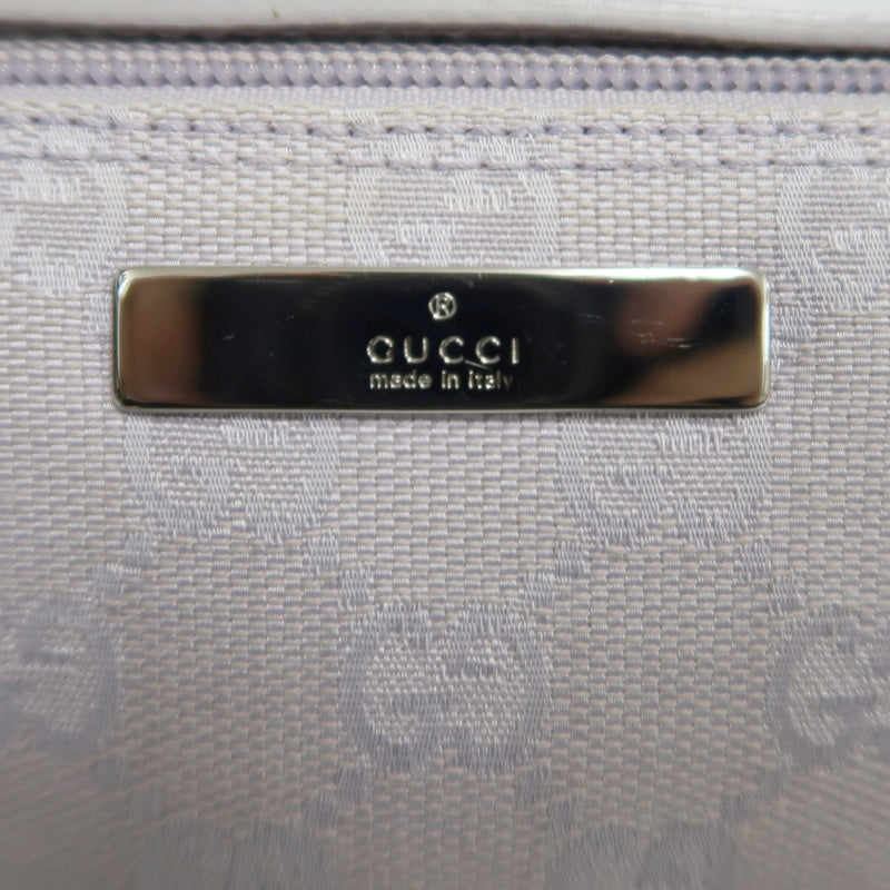 GUCCI GG Supreme Canvas Mini Shoulder Bag Lavender Purple Leather Trim Silver Hardware