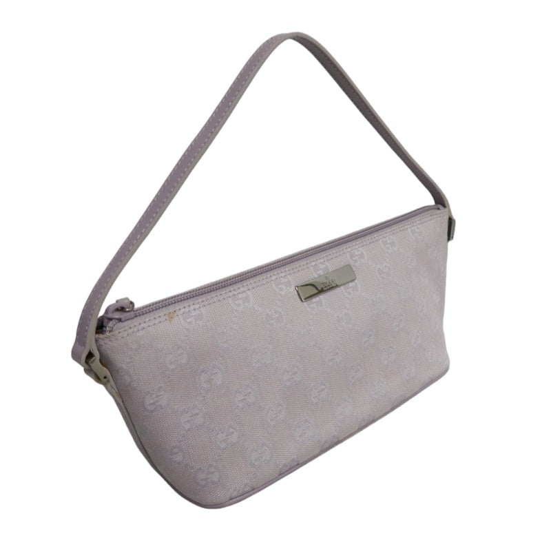 GUCCI GG Supreme Canvas Mini Shoulder Bag Lavender Purple Leather Trim Silver Hardware