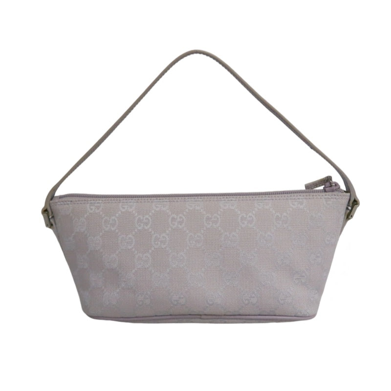 GUCCI GG Supreme Canvas Mini Shoulder Bag Lavender Purple Leather Trim Silver Hardware