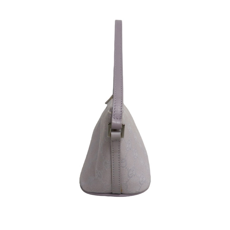 GUCCI GG Supreme Canvas Mini Shoulder Bag Lavender Purple Leather Trim Silver Hardware