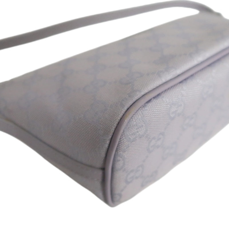 GUCCI GG Supreme Canvas Mini Shoulder Bag Lavender Purple Leather Trim Silver Hardware
