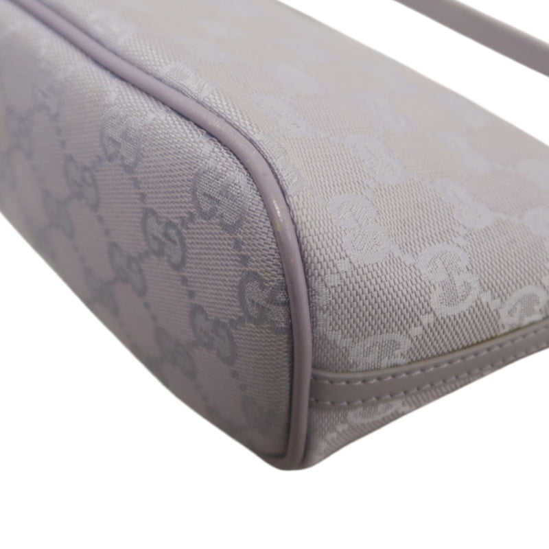 GUCCI GG Supreme Canvas Mini Shoulder Bag Lavender Purple Leather Trim Silver Hardware