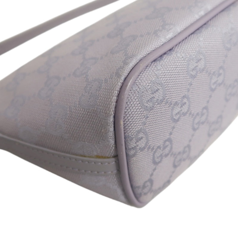GUCCI GG Supreme Canvas Mini Shoulder Bag Lavender Purple Leather Trim Silver Hardware