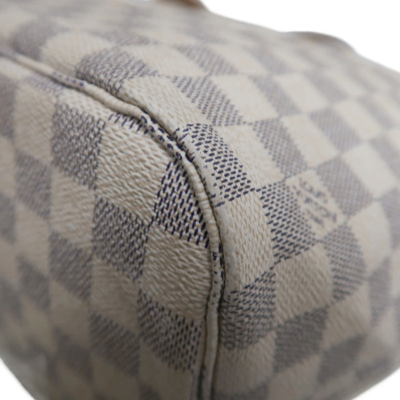 LOUISVUITTON LV White Damier Azur Neverfull PVC Canvas With Patina Vachetta Leather Trim Tote Shoulder Bag With Gold Hardware