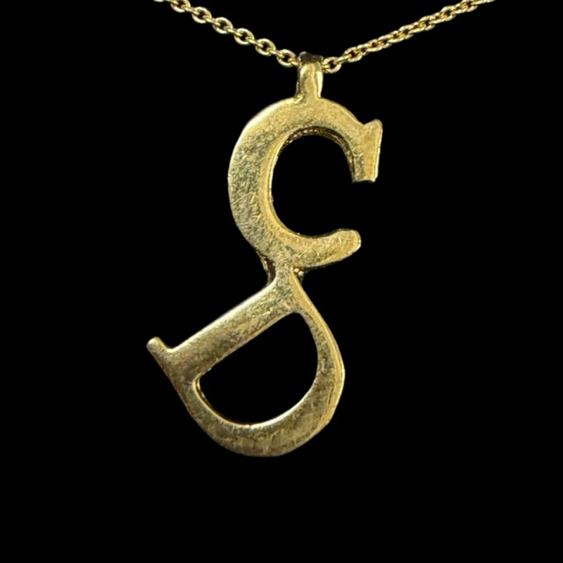 DIOR Classic CD Logo Letter Pendant Necklace Gold Tone Hardware