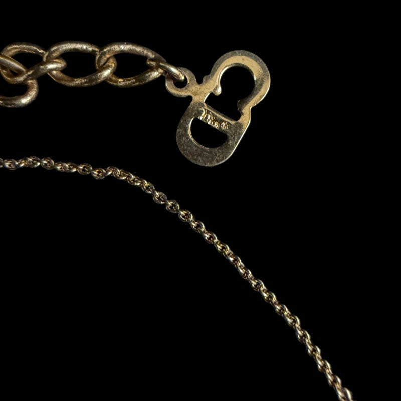 DIOR Classic CD Logo Letter Pendant Necklace Gold Tone Hardware