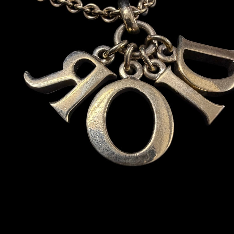 DIOR  Vintage Full Dior Logo Letter Pendant Necklace Gold Tone Hardware