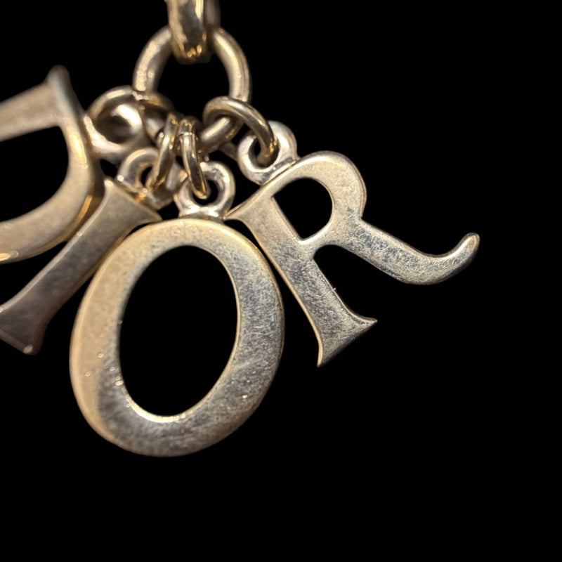 DIOR  Vintage Full Dior Logo Letter Pendant Necklace Gold Tone Hardware