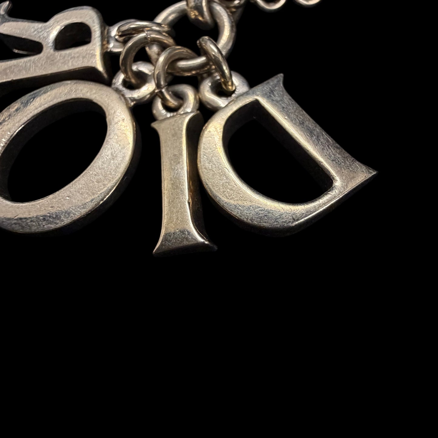 DIOR  Vintage Full Dior Logo Letter Pendant Necklace Gold Tone Hardware