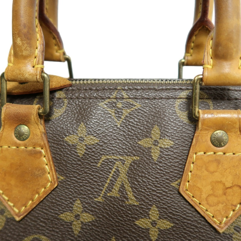 LOUIS VUITTON Monogram Speedy 25 Boston Handbag Brown Classic Canvas Tan Patina Calfskin Trim Original Padlock and Key Included Timeless Iconic Vintage Casual Everyday Bag
