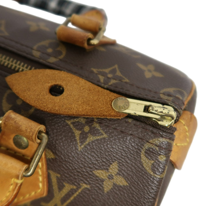 LOUIS VUITTON Monogram Speedy 25 Boston Handbag Brown Classic Canvas Tan Patina Calfskin Trim Original Padlock and Key Included Timeless Iconic Vintage Casual Everyday Bag