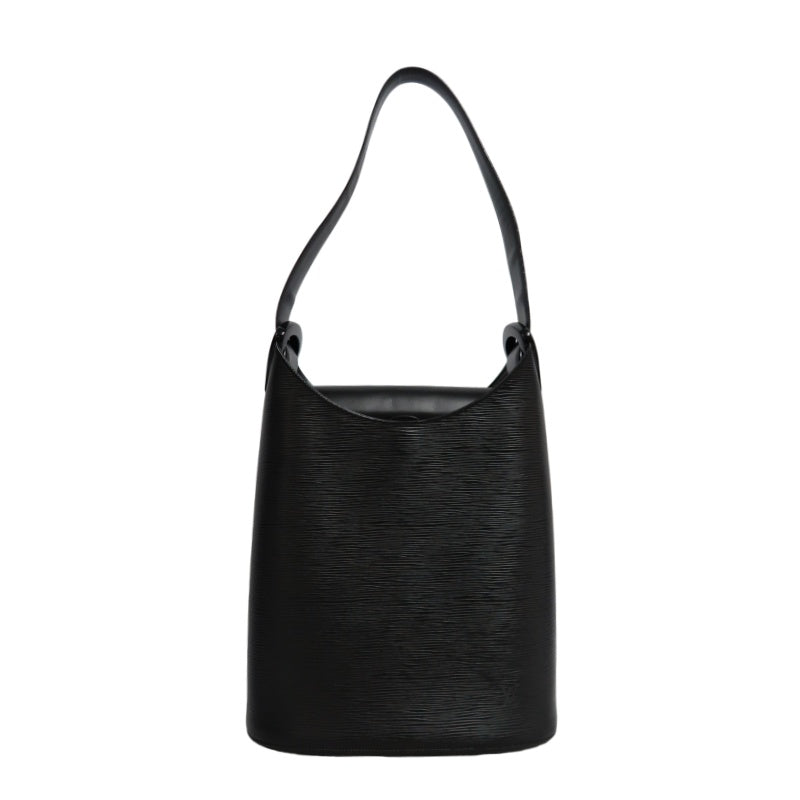 LOUISVUITTON Vintage Epi Noir Black Leather Verso Hobo Bucket Shoulder Bag, Matching Full Leather Slim Strap, Comes With Original Dust Bag