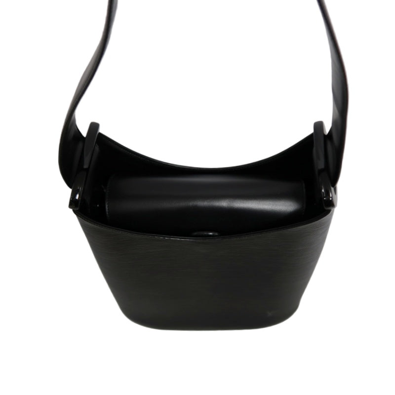 LOUISVUITTON Vintage Epi Noir Black Leather Verso Hobo Bucket Shoulder Bag, Matching Full Leather Slim Strap, Comes With Original Dust Bag