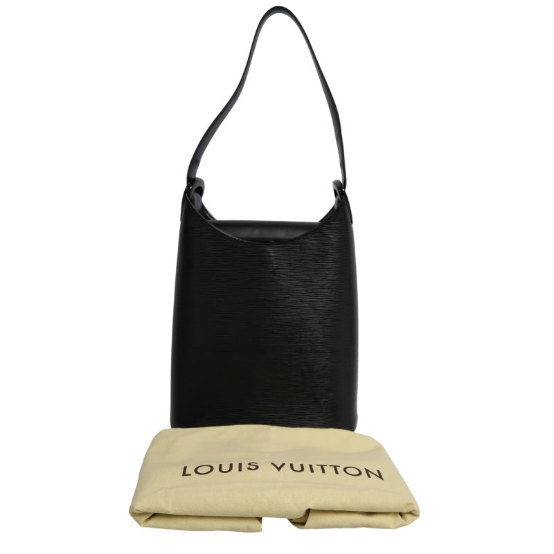 LOUISVUITTON Vintage Epi Noir Black Leather Verso Hobo Bucket Shoulder Bag, Matching Full Leather Slim Strap, Comes With Original Dust Bag