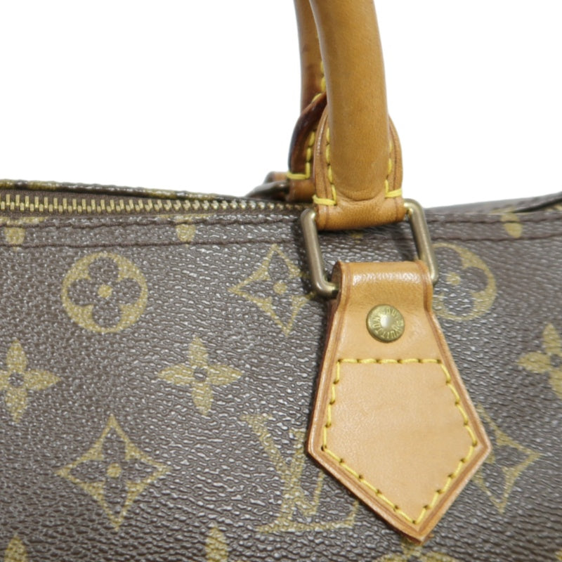 LOUIS VUITTON Vintage Monogram Speedy 30 Handbag Canvas Cowhide Brown Gold Hardware
