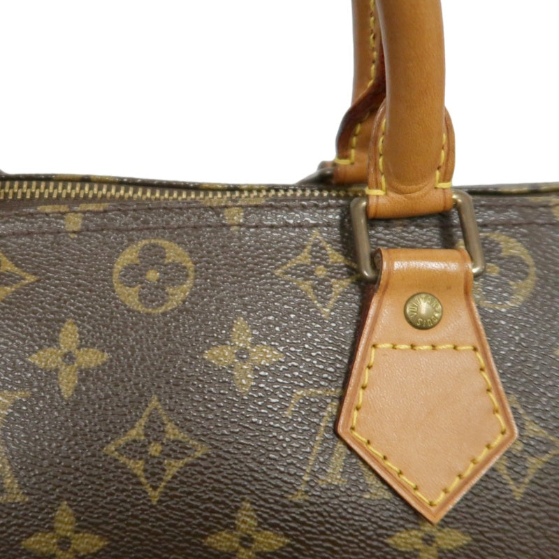 LOUIS VUITTON Vintage Monogram Speedy 30 Handbag Canvas Cowhide Brown Gold Hardware
