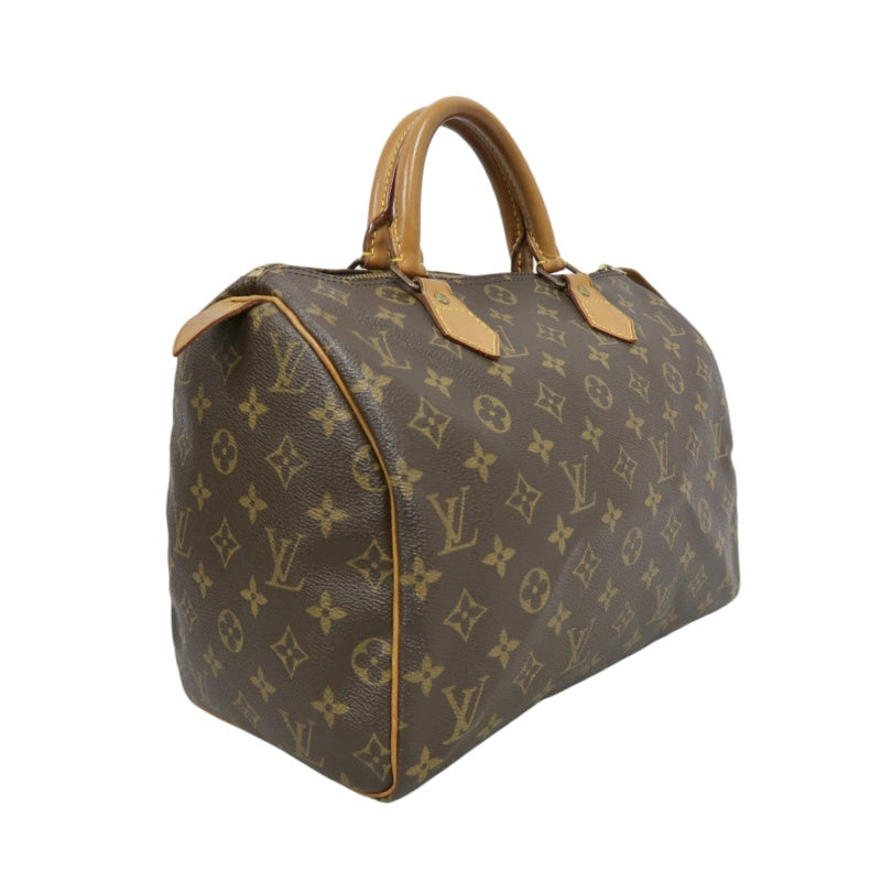LOUIS VUITTON Vintage Monogram Speedy 30 Handbag Canvas Cowhide Brown Gold Hardware