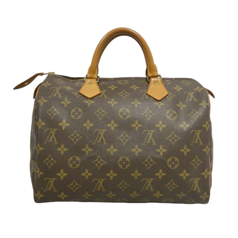 LOUIS VUITTON Vintage Monogram Speedy 30 Handbag Canvas Cowhide Brown Gold Hardware