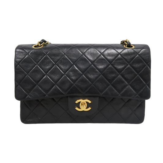 CHANEL Jumbo Size Vintage Matelasse Classic Flap Chain Shoulder Bag Lambskin Black Gold Hardware