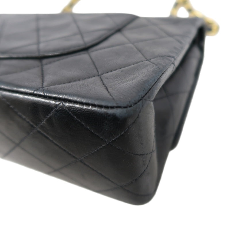 CHANEL Jumbo Size Vintage Matelasse Classic Flap Chain Shoulder Bag Lambskin Black Gold Hardware
