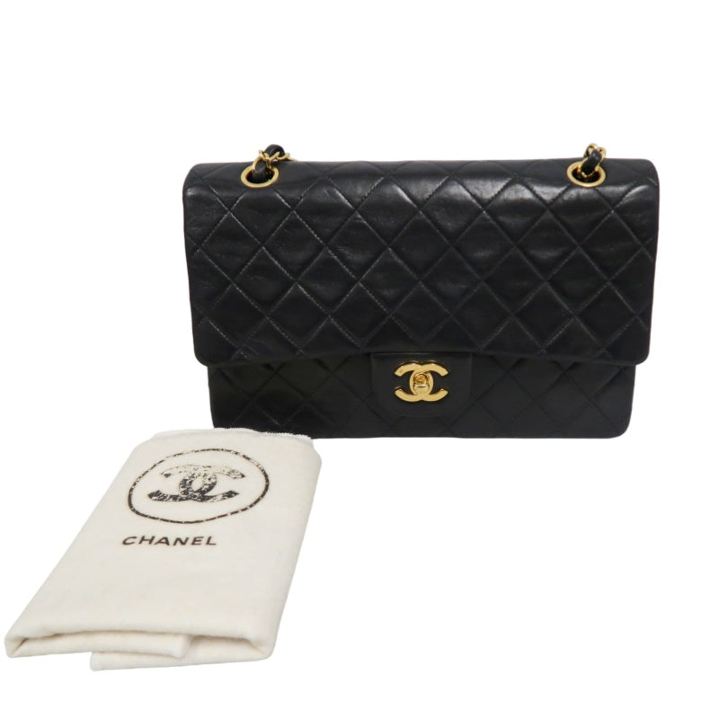 CHANEL Jumbo Size Vintage Matelasse Classic Flap Chain Shoulder Bag Lambskin Black Gold Hardware