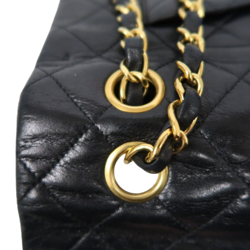 CHANEL Jumbo Size Vintage Matelasse Classic Flap Chain Shoulder Bag Lambskin Black Gold Hardware