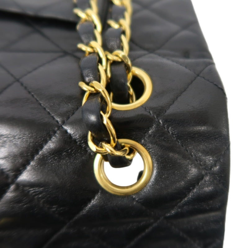 CHANEL Jumbo Size Vintage Matelasse Classic Flap Chain Shoulder Bag Lambskin Black Gold Hardware