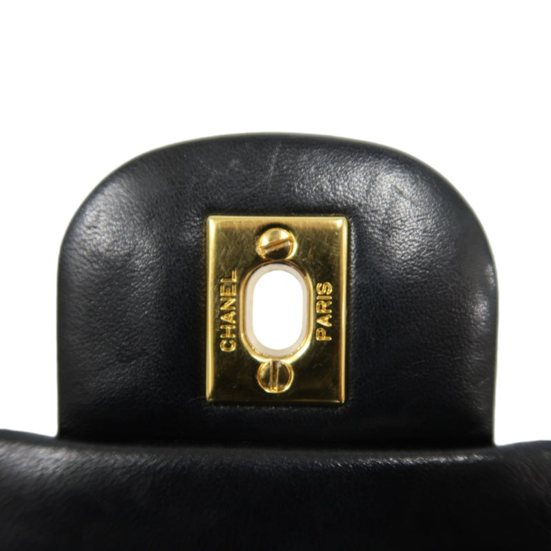 CHANEL Jumbo Size Vintage Matelasse Classic Flap Chain Shoulder Bag Lambskin Black Gold Hardware