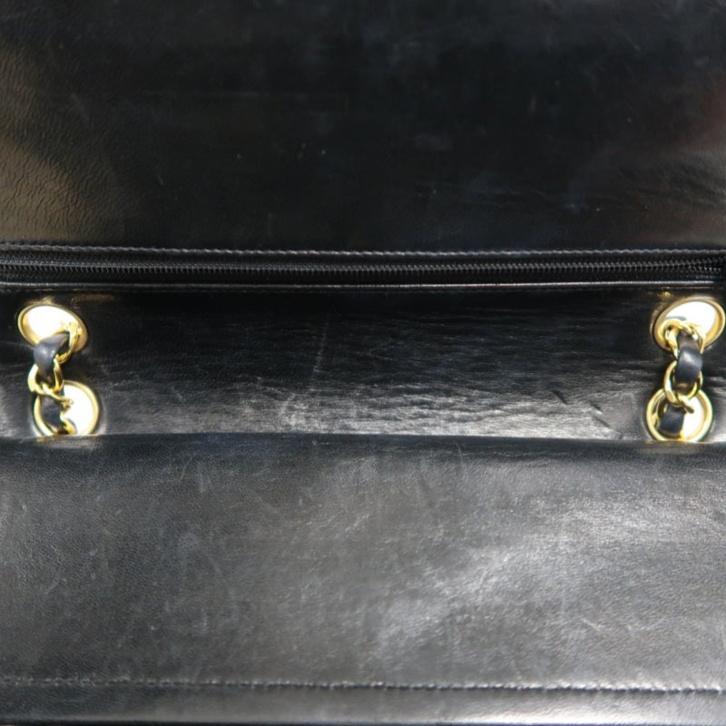 CHANEL Jumbo Size Vintage Matelasse Classic Flap Chain Shoulder Bag Lambskin Black Gold Hardware