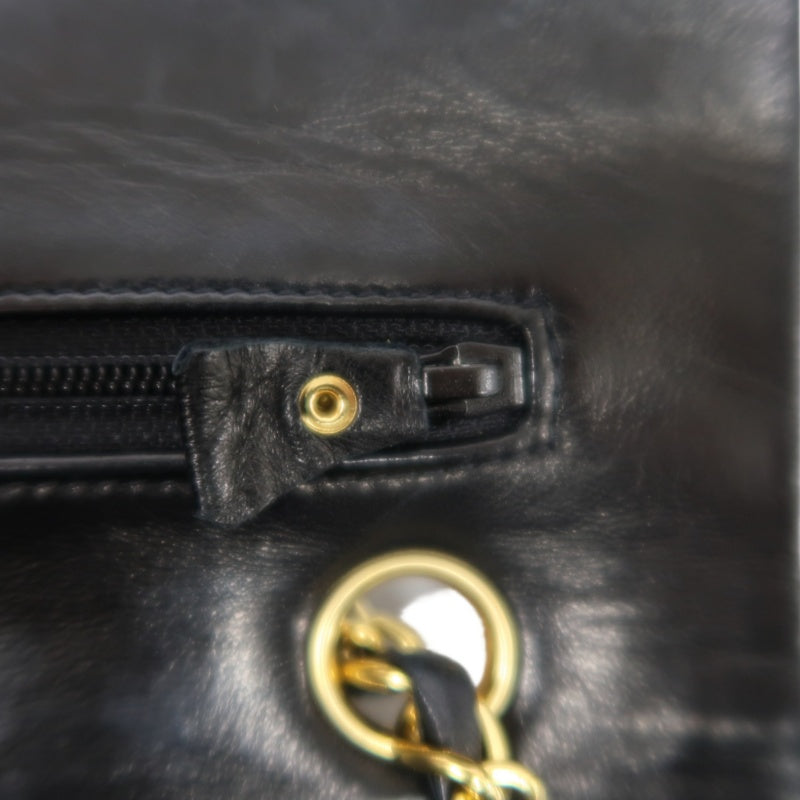 CHANEL Jumbo Size Vintage Matelasse Classic Flap Chain Shoulder Bag Lambskin Black Gold Hardware