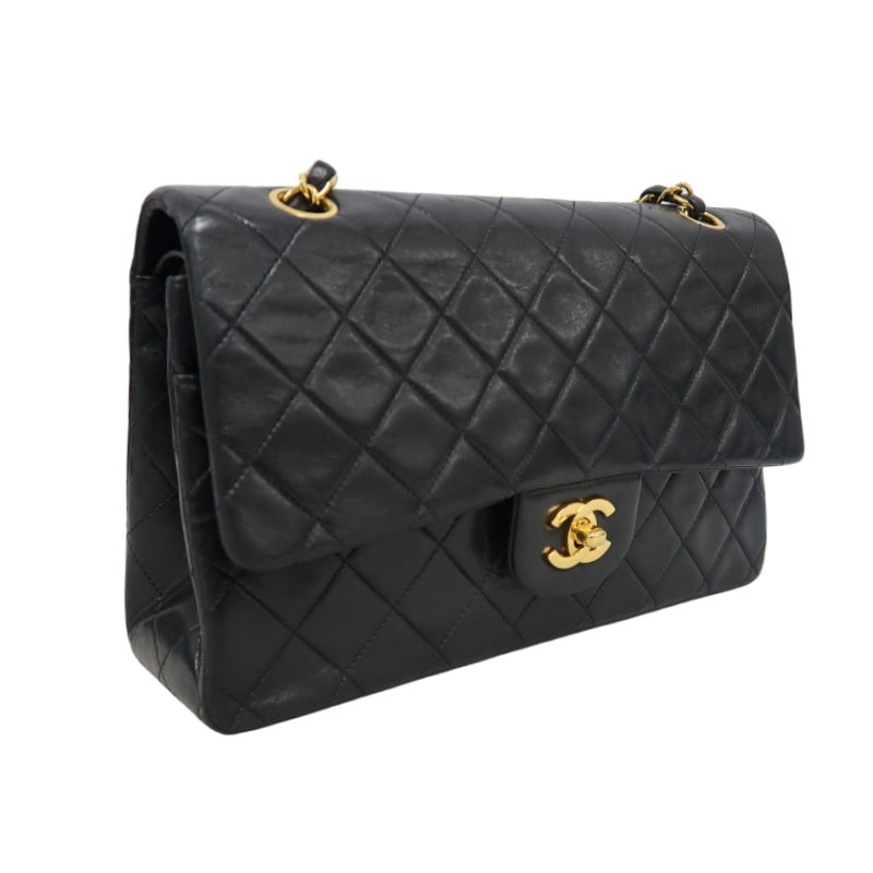 CHANEL Jumbo Size Vintage Matelasse Classic Flap Chain Shoulder Bag Lambskin Black Gold Hardware
