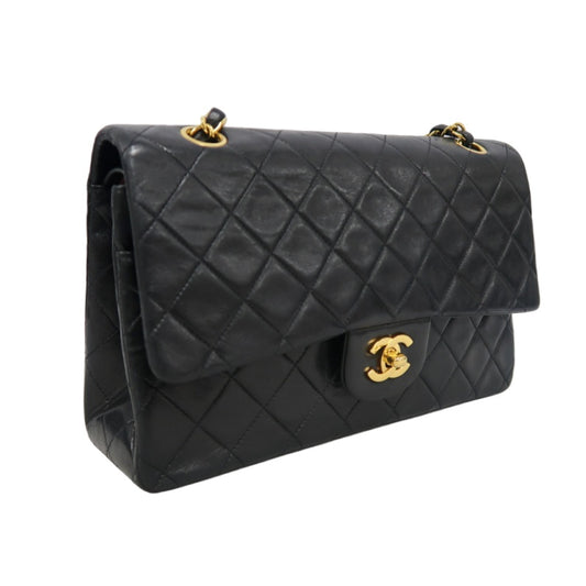 CHANEL Jumbo Size Vintage Matelasse Classic Flap Chain Shoulder Bag Lambskin Black Gold Hardware