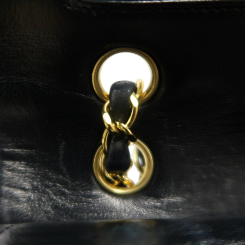 CHANEL Jumbo Size Vintage Matelasse Classic Flap Chain Shoulder Bag Lambskin Black Gold Hardware
