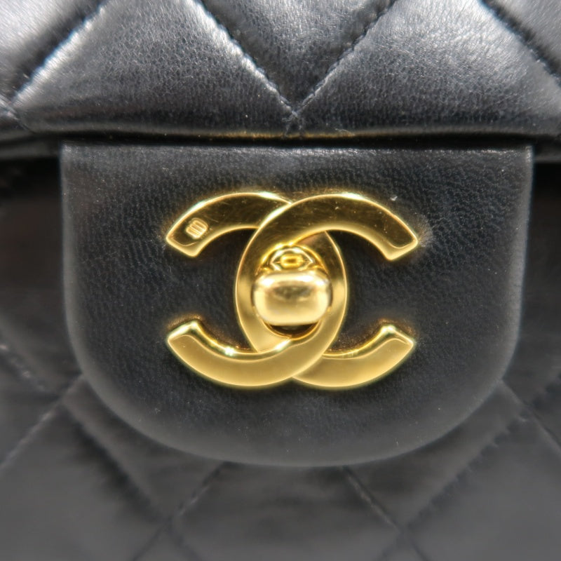 CHANEL Jumbo Size Vintage Matelasse Classic Flap Chain Shoulder Bag Lambskin Black Gold Hardware