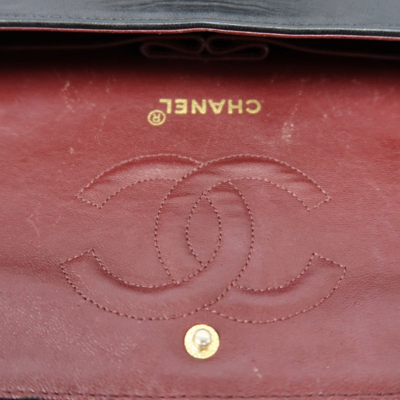 CHANEL Jumbo Size Vintage Matelasse Classic Flap Chain Shoulder Bag Lambskin Black Gold Hardware