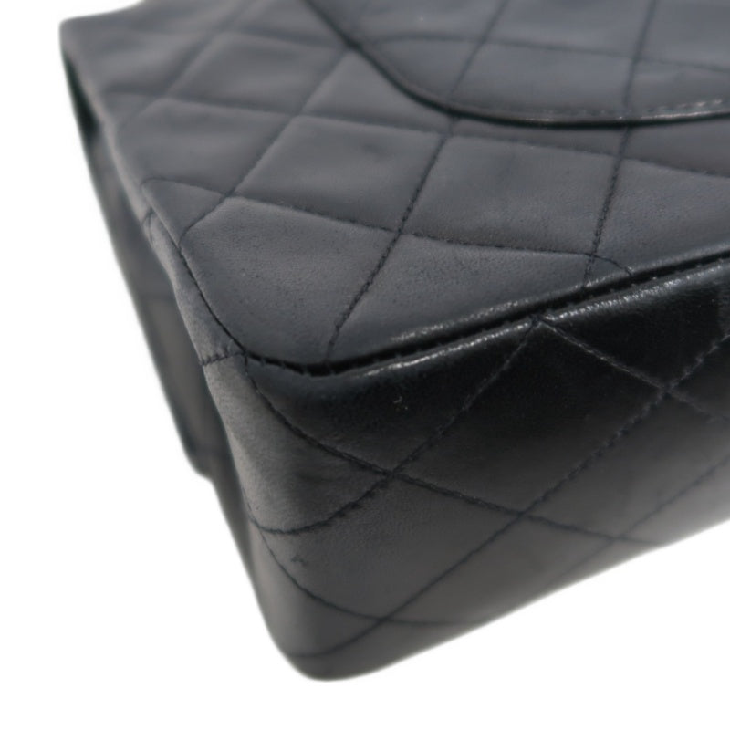 CHANEL Jumbo Size Vintage Matelasse Classic Flap Chain Shoulder Bag Lambskin Black Gold Hardware