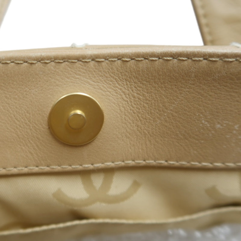 CHANEL Vintage Matelasse Wild Stitch Tote Bag Lambskin Beige Gold Hardware