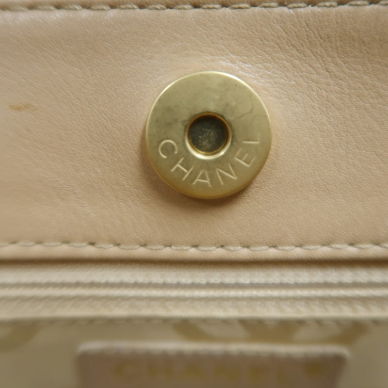 CHANEL Vintage Matelasse Wild Stitch Tote Bag Lambskin Beige Gold Hardware