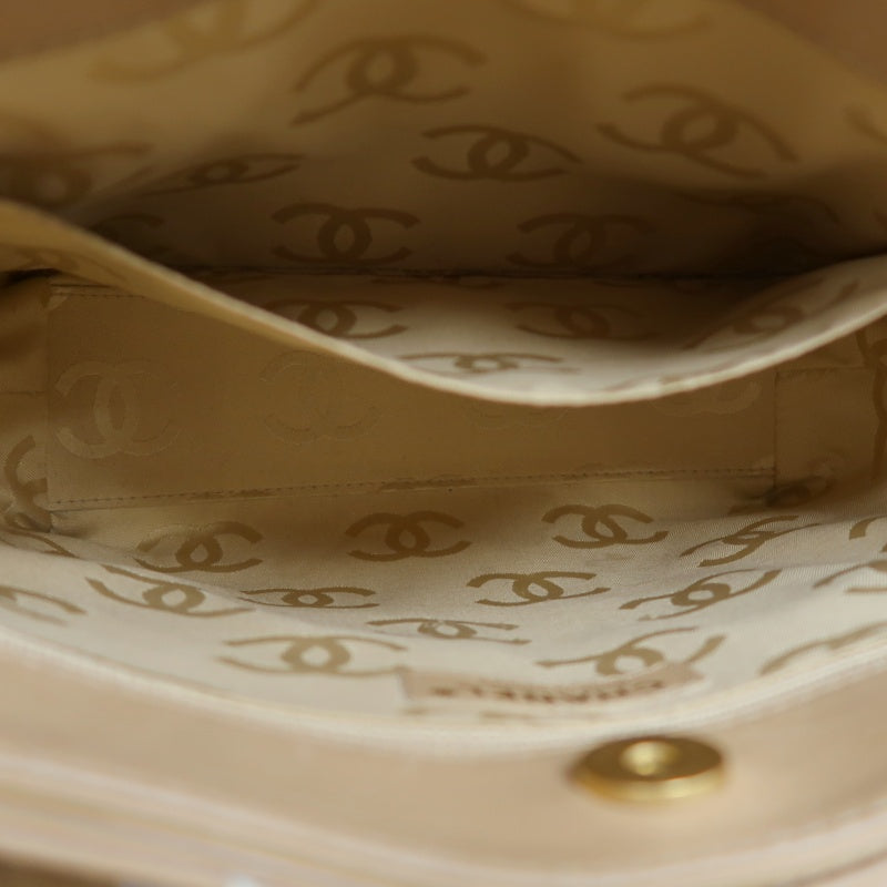 CHANEL Vintage Matelasse Wild Stitch Tote Bag Lambskin Beige Gold Hardware